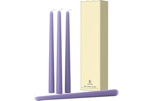 Pickood 10-Inch Tall Dripless Taper Candles Set of 4 - Lavender Purple Tapered Candles, Perfect for Wedding,Christmas - Smokeless, Unscented, Long Burning - Hand Poured, Colored Tall Candlesticks