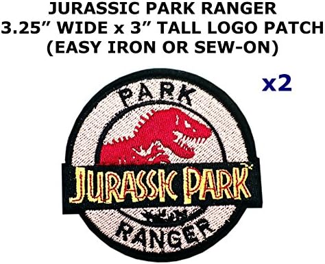 2 PCS Jurassic Park Ranger Theme DIY Iron / Sew-on Decorative Applique Patches
