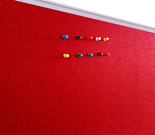 XBoard Red Decorative Fabric Bulletin Board with Sliver Aluminum Frame, 48 x 36 inch Wall Mounted Fabric Message Notice Board for Home Office School