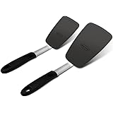 Unicook 2 Pack Flexible Silicone Spatula, Turner, 600F Heat Resistant, Ideal for Flipping Eggs, Burgers, Crepes and More, Bla