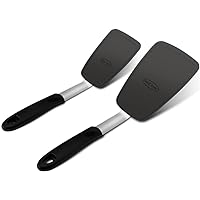 Unicook 2 Pack Flexible Silicone Spatula, Turner, 600F Heat Resistant, Ideal for Flipping Eggs, Burgers, Crepes and More, Bla