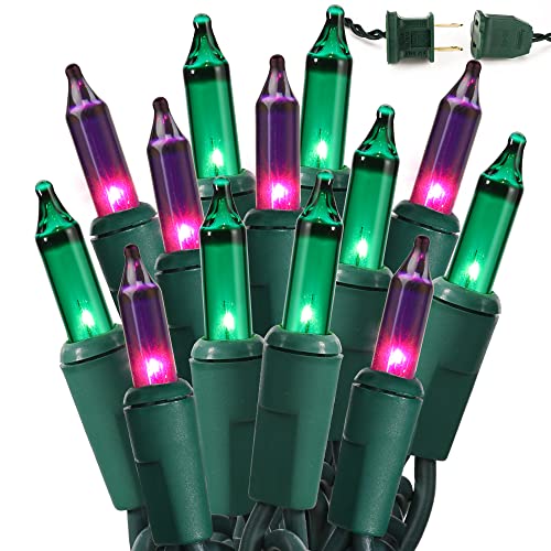 BrizLabs Purple & Green Halloween Lights, 69.6ft 300 Count Halloween String Lights Connectable, Incandescent Indoor Halloween Mini Lights Set for Halloween Christmas Home, Party, Holiday Decorations
