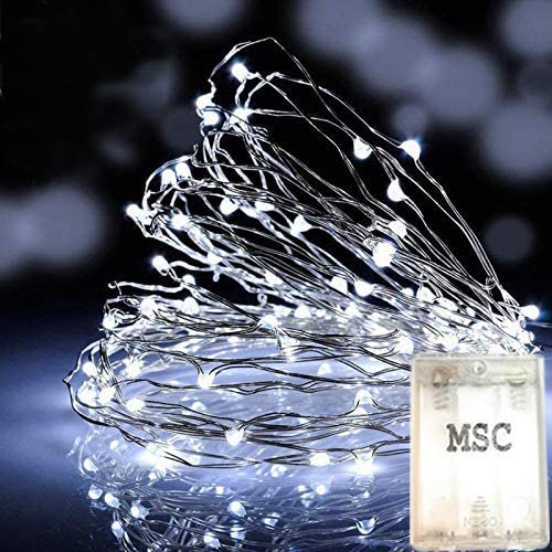 MSC - 23ft / 7m - 70 Led's Batt Powered LED Cool White Coloured String Fairy Lights On Copper Cable, Ideal for Christmas, Xmas, Party,Wedding,Decoration Cool-Batt-7m