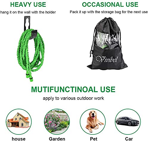 Vivibel Gartenschlauch, Flexibler Gartenschlauch 30m, Dehnbarer Flexschlauch Gartenschlauch, Flexi Gartenteich Schlauch mit 10 Funktion Garten Handbrause für Autowäsche, Gartenbewässerung, Yard