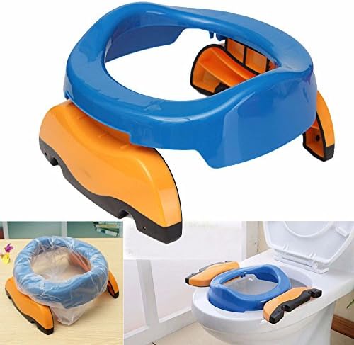 Baby Potty Training 2 in 1 Toilet Training seat &amp; Seat Cover Foldable Travel Potties Blue Color for Boy age 2 years and Up to 60lbs