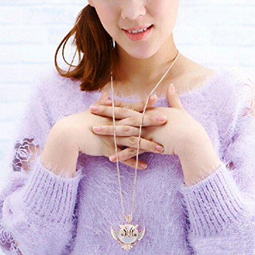 Necklace for Women, Hmlai Ladies Fashion Beautiful Crystal Vintage Owl Pendant Jewelry (Rose Gold) - Thumbnail 3