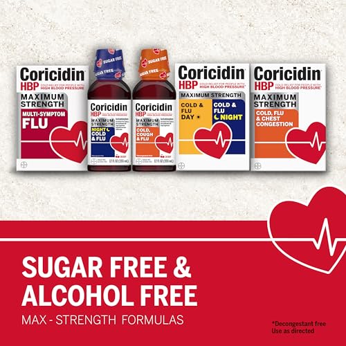 Coricidin HBP, Decongestant-Free Cold Symptom Relief for People with High Blood Pressure, Maximum Strength Cold & Flu Day + Night Liquid Gels, 24 Count