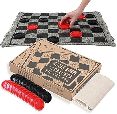 Giant Checkers Board Game For Kids And Adults 3 In 1 Jumbo Tic