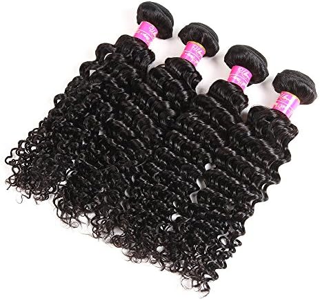 Brazilian Virgin Hair Deep Curly Wave 3 Bundles 100% Unprocessed 6A Human Hair Extensions Natural Color Mixed Length (14 16 18inch)