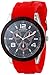 UNLISTED WATCHES Men's UL1203 City Streets Round Silver Case Black Dial Bezel Red Strap Watch