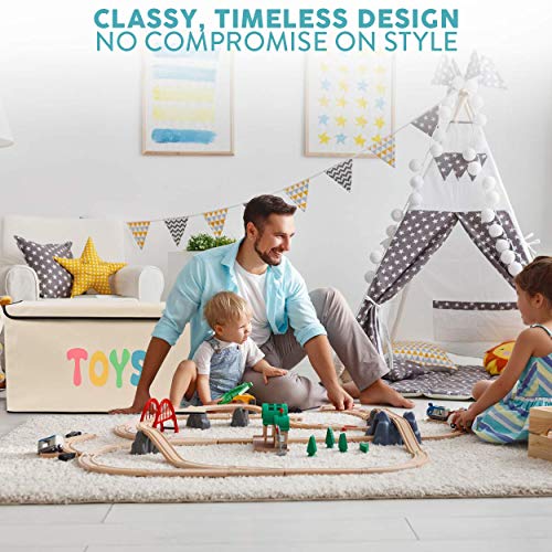 Woffit Toy Storage Organizer Chest for Kids & Living Room, Nursery, Playroom, Closet etc. - Extra Large Collapsible Toys Bin with Flip-top lid for Children & Dog Toys, Great Box for Boys and Girls