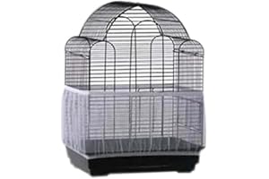 AYNEFY 4 Colors Bird Cage Skirt, Large Size Ventilated Soft Nylon Bird Cage Cover Shell Seed Catcher for Pet Products 52-98.4inch Circumference Mesh Pet Bird Cage Prevent Seeds from Falling (White)