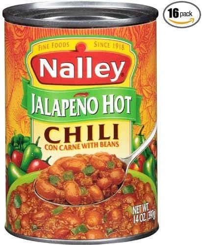 Nalley Jalapeno Hot Chili Con Carne with Beans, 14-Ounce Cans (Pack of 16)