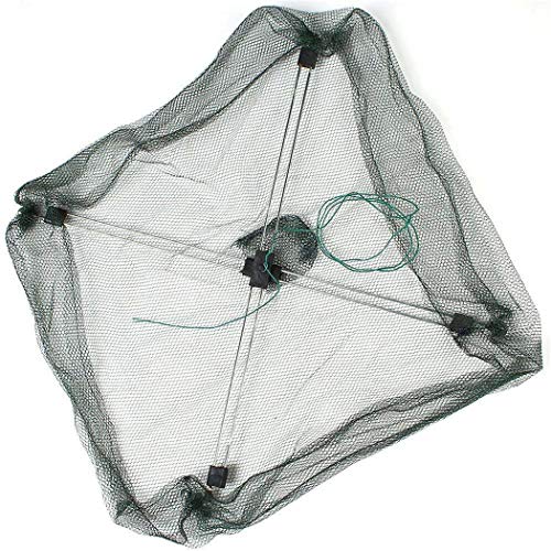 LinaLife 23.6" Protable Harbour Pond Folded Fishing Net Small Fish Shrimp Minnow Prawn Crab Baits Cast Mesh Trap Nets for Keeping Fishes Minnows Crab Lobsters - Thumbnail 2