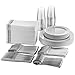 25 Guest Disposable Silver Dinnerware Set | Heavy Duty Plastic Plates, Cups, Silverware & Napkins. 50 Forks, 25 Spoons, 25 Knives, 25 Dinner Plates, 25 Dessert Plates & 25 Cups | Bonus 50 Guest Towels