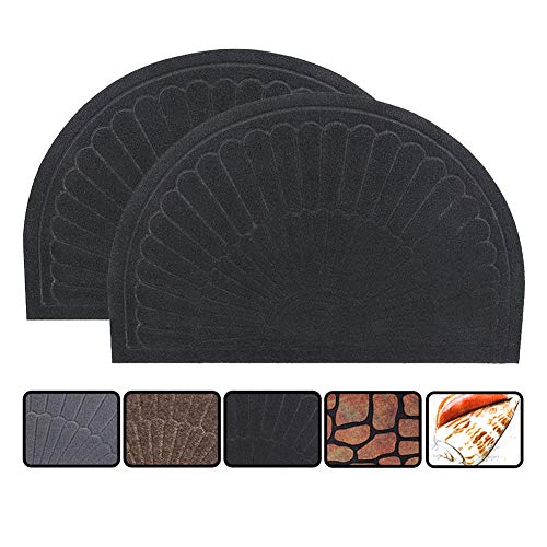E-view Half Round Door Mat Mud Dirt Trapper Shoe Scraper Mat Entry Mat Rugs for Front Door Low Profile Indoor Washable - Thumbnail 7