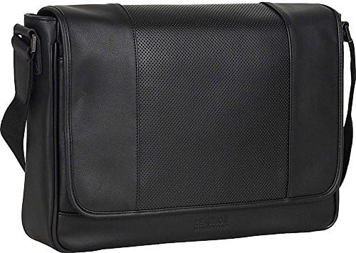 Kenneth Cole Penthouse Perf Leather Laptop Messenger Bag (RFID) in Black