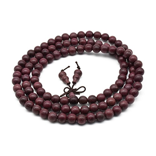 Zen DearUnisex Natural Purpleheart Wood Japa Mala Beads Bracelet Tibetan Buddhist Mala Prayer Beads