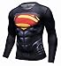 Red Plume Men's Sport Compression Shirt ， Super Logo Fitness Long Sleeve Topt (M, Black)