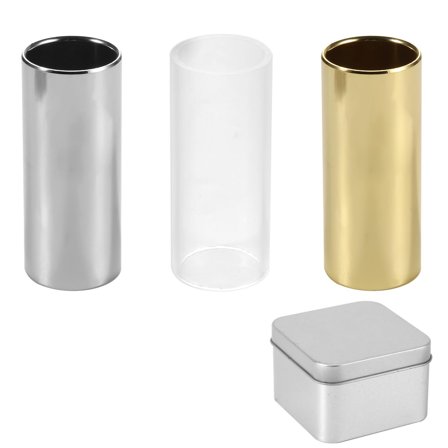 3pcs Guitar Slides, Including 2 Stainless Steel Guitar Slides And 1 Acrylic Guitar Slide Guitar Finger Slide for Electric And Acoustic Guitar Guitar Accessories for Guitarists And Guitar Beginners