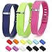 Henoda 3PCS Replacement Wristband with Clasps for Fitbit Flex Wireless Activity Sleep Band, (Set of 3 Band with 12 Piece Colorful Silicon Fastener Ring) (Navy + Pink + Green, Large)