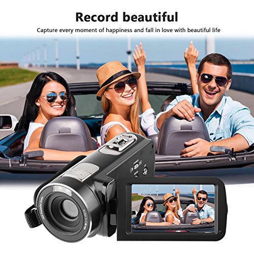 Camera Video Camera HD Camcorder,Kenuo 1080P 24MP HD Digital Recorder 3.0''TFT LCD Stabilization 270 Degree Rotation Screen Camera Bag Lithium Battery (Camera+Lens)