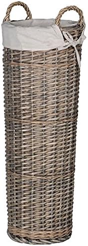 Interior Flair Woven Wicker Willow Natural Grey Fabric Lined Umbrella Holder Stand