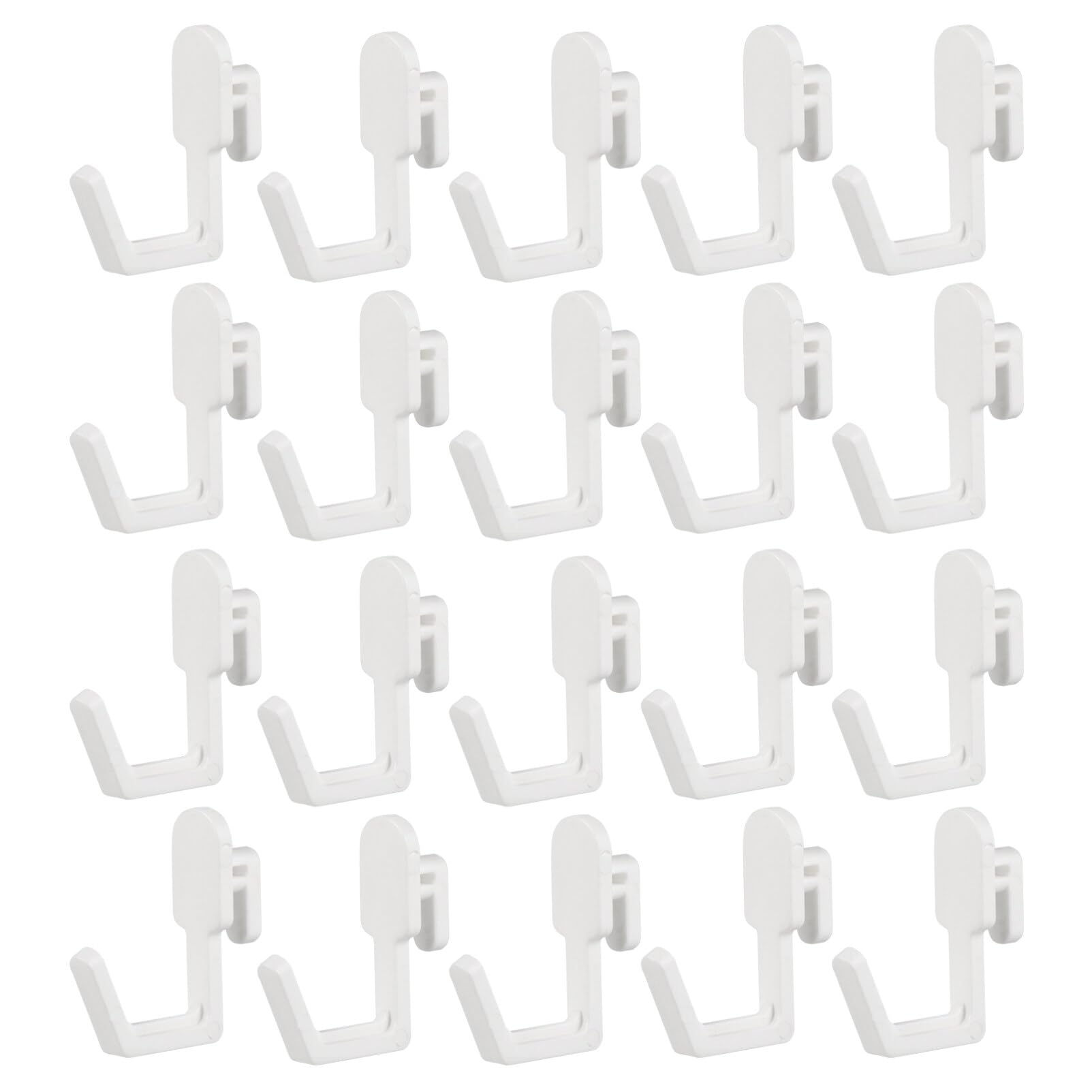 SOLUSTRE J Shape Pegboard Hooks White Plastic 20 Pack for Kitchen Garage Storage Organizer Tool Rack