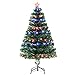 HOMCOM 4ft Artificial Christmas Tree Multi-Colored Fiber Optic LED Pre-Lit Holiday Decoration