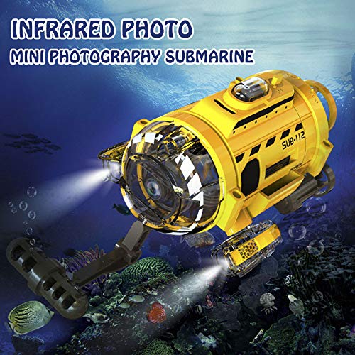 Hanbaili Remote Control Submarine Small Mini Camera Submarine with RC Yellow Feeding Education