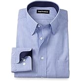 Paul Fredrick Men's Classic Fit Non-Iron Cotton Stripe Dress Shirt