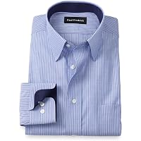 slim fit dress slacks Non-Iron Cotton Stripe Dress Shirt with Contrast Trim