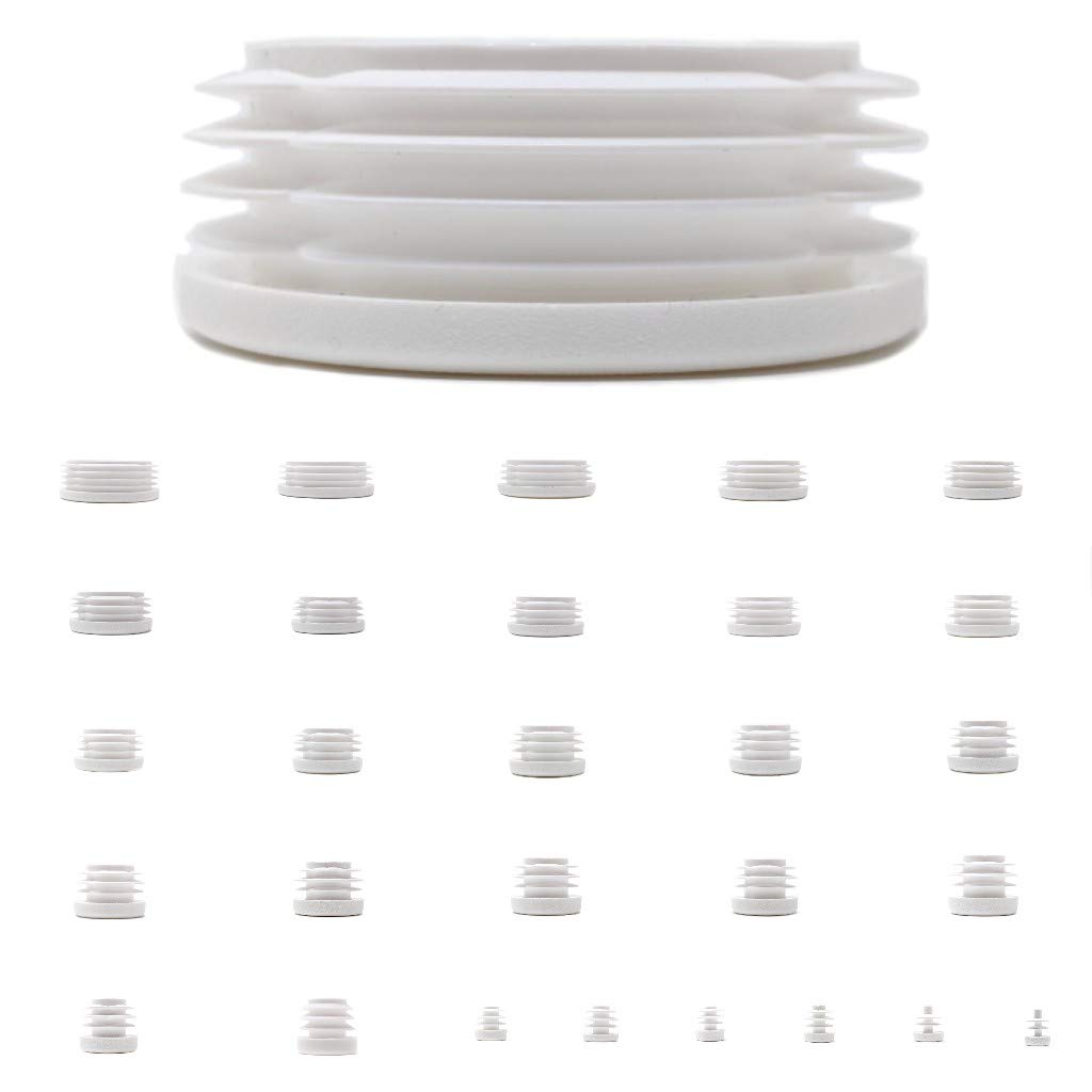 37mm Plastic End Caps, White Tube Inserts, Pack of 4 (See Second Image for Ordering Guide) - Made in Germany