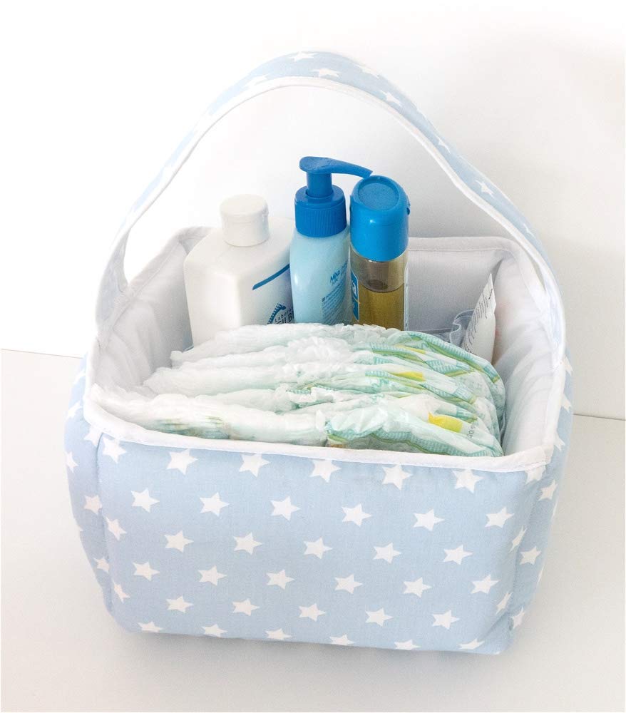 Panier Table A Langer Bleu Ciel Panier Rangement Chambre Bebe En Tissu Corbeille A Couches Amazon Fr Handmade