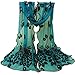 Oksale Women Peacock Flower Embroidered Lace Wrap Scarves Scarf Shawl (Green)