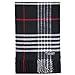 2 PLY 100% Cashmere Scarf Tartan OS Big Check Plaid Made in Scotland Wool Wrap Muffler (Black Red White GC)