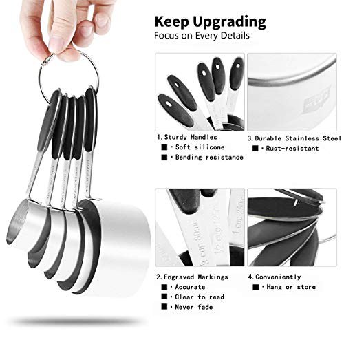 image for Wildone Measuring Cups and Measuring Spoons Set Stainless Steel Cups a