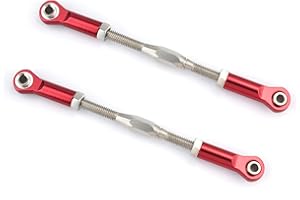Hosim Front Rear Adjustable RC Turnbuckles,2PCS Aluminum 83-97mm Servo Link Steering Linkage Rod Ends for Traxxas 1/10 Slash 4x4 RC Cars Replacement Upgrades Hop-up Parts (Red)