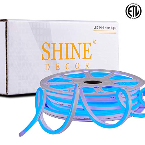 Shine Decor 7x14.5mm Dimmable LED Neon Lights, 82ft Blue, 110V Flexible Waterproof Rope Lights, 2835 120LEDs/M, for Indoor Outdoor Commercial Lighting Decoration, Accessories Included - Thumbnail 7