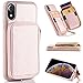 iPhone XR Wallet Case, ZVE for iPhone XR Case with Credit Card Holder Slot Shockproof Protective Leather Wallet Zipper Pocket Purse Handbag Wrist Strap Case for Apple iPhone XR 6.1