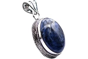 BEADS PLANET JAIPUR Sodalite Gemstone Silver Plated Ethnic Pendant Jewelry 2" P 5417 P 5417