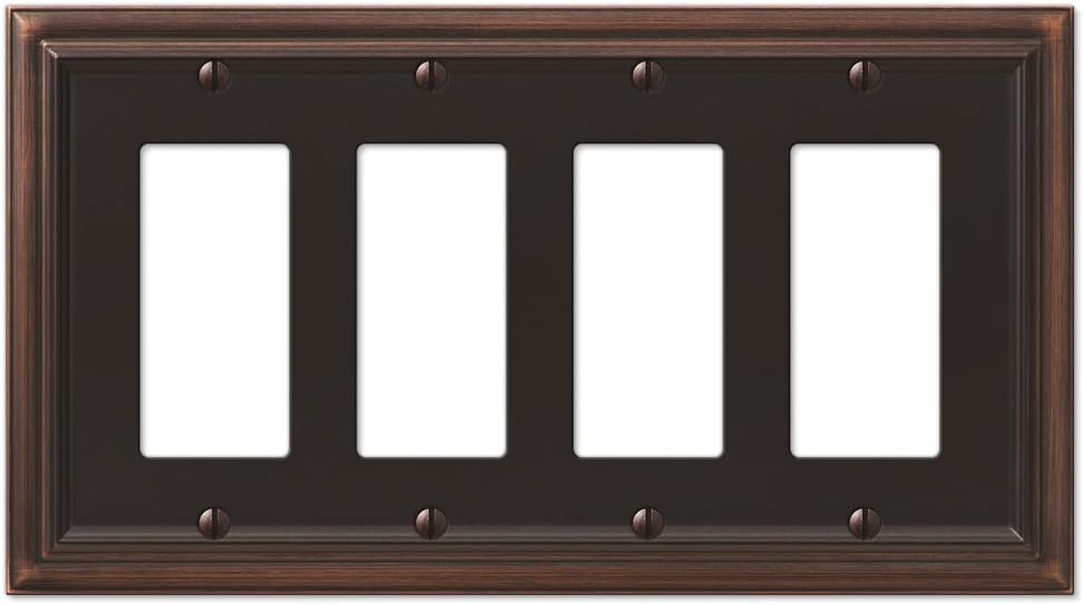 AMERELLE 94R4VB Continental Quadruple Rocker Cast Metal Wallplate in Aged Bronze