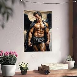HMLZSJ Nude Muscle Male Torso Portrait Art Gay