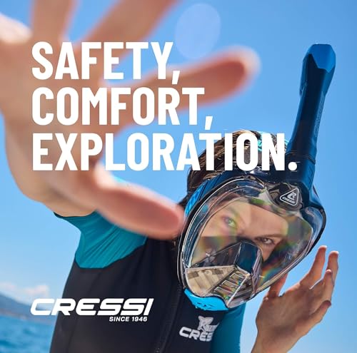 Cressi Bali Full Face Snorkel Mask - Panoramic Diving Mask - Dry-Top Tech & Snorkel Set - Cam Mount & Scuba Diving Equipment