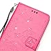 Nexus 6P Case,Huawei Nexus 6P Wallet Case,Phezen Beauty Luxury Bling Crystal Rhinestone Diamond Embossed Flower Butterfly PU Leather Flip Stand Wallet Case Card/Cash Slots for Huawei Nexus 6P,Hot Pink