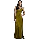 David's Bridal The Edit Studio Charmeuse Plunge Seamed Slim A Line Dress