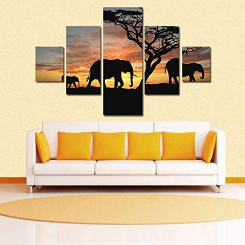 FULLIN Hand-painted Artwork Hand-painted Abstract Canvas Wall Art Decor 5 Panels Contemporary Painting Modern Art Reproductions Printed on Canvas Hang For Home and Office Decoration