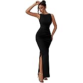 Wedding Guest Dresses for Women Formal Evening Party Year-Round Sleeveless Slim Split Evening Gowns Long Prom Dress