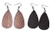 L&N Rainbery Teardrop Leather Earrings Antique Looking 2 Pairs Pack(Rose Gold+Black)