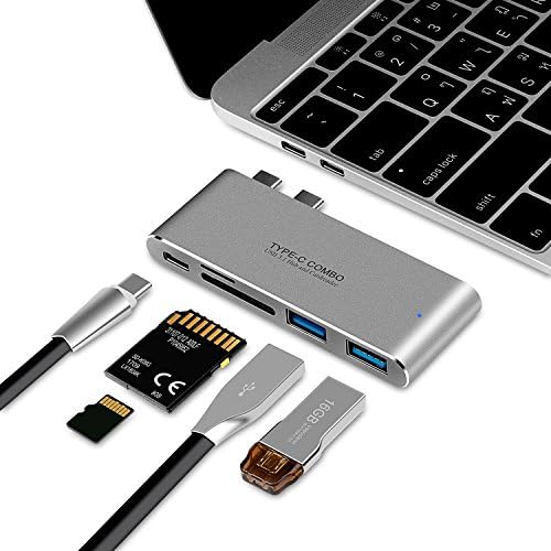 USB C Hub Macbook Pro 2017, WEIO New Aluminum Multi-Port USB C Adapter for MacBook 13" or 15" 2016/2017 Type C Adapter Type C Hub with 40Gbs Thunderbolt 3 Port SD Micro SD TF Card Reader and 2 USB 3.0